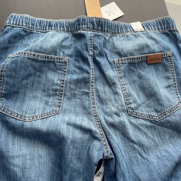 NWT cotton XL Roxy beach denim tie waist pant jogger style drawstring - Picture 6 of 8